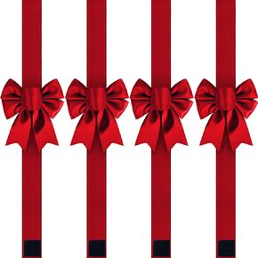 Christmas Cabinet Bows Festive Ribbons Large X-Mas Door Ribbon Party Decorations, Red
