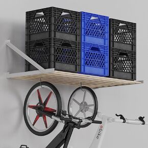4 Feet Garage Shelving Wall,White Universal Garage Storage Kit,Garage Wall Mounted Shelving System for Garage/Laundry/Kitchen/Hut (4-ft Length x 20-in Depth)