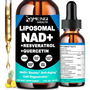NAD Supplement, Liposomal NAD Nicotinamide Riboside Resveratrol 900mg Quercetion, TMG, Vitamin B3, High Potency NAD Plus Liquid Supplement for Cell Regenerator, Longevity, Energy, Anti-Aging, Focus