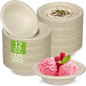 Paper Bowls, 100% Compostable Disposable Soup/Salad Bowls 48 Oz 50 Pack, PFAS-Free BPI Certified Eco-Friendly Hot/Cold Food Bowls, Natural Brown