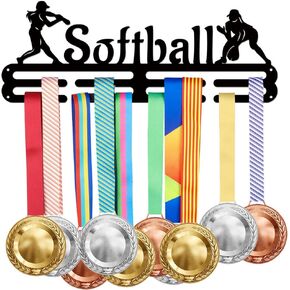 SUPERDANT Female Softball Medal Holder Display Hanger Women’s Sports Medal Hanger Awards Ribbon Cheer Softball Holder Display Rack Wall Mount Hook for Athletes Players Gifts for Girls