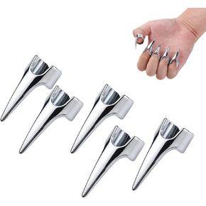 5Pcs Nail Covers Scratching Fondling Massage Grating Back Tickler Tools Women Men Tickle Touching Cosplay Stainless Steel Smooth Nails Hair Parting Ring