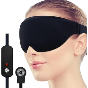 Heated Eye Mask, Warm Eye Compress Mask for Relax and Reduce Eye Strain, USB Electric Eye Heating Mask with 3 Temperature Control (Black)