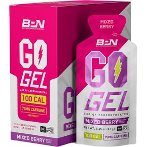 BARE PERFORMANCE NUTRITION، BPN Go Gel Endurance Gel، نباتي + جل جري خالي من الغلوتين مع 24 جم من الكربوهيدرات و100 سعرة حرارية لكل عبوة جل، 10 عبوات جل فردية، التوت المختلط