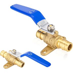 5 PCs PEX A Expansion Ball Valve with Drop Ear, 1/2-Inch Brass Shut Off Valve Fit PEX A Pipe, ASTM F1960, Blue