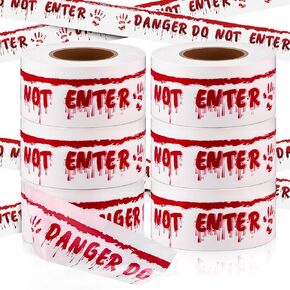 Treela 6 Pack Halloween Tapes Caution Tape 3 Inch x 6000 ft Do Not Enter Tape Halloween Scary Warning Tape for Halloween Party Decorations Indoor Outdoor Door Haunted House Danger Areas