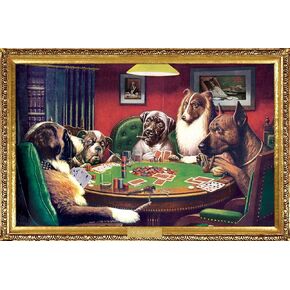 buyartforless C.M. Cooldige (A Bold Bluff) Dogs Playing Poker 36x24 Art Print Poster Funny Iconic Image, Multicolor for Dormitory, Living Room, Den