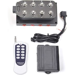 12v 8-valve Solenoid Valve Air Ride Suspension Manifold Valve With Remote Controller 0-300 PSI with five display air pressure gauge