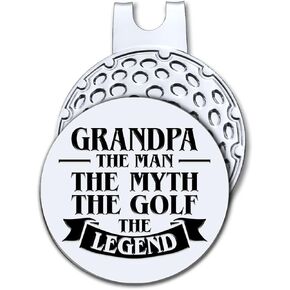 Hafhue Grandpa The Man The Myth The Golf Golf Ball Marker with Magnetic Hat Clip, Funny Golf Accessories and Golf Gifts for Men Dad Grandpa, Birthday for Golf Fan Golfer Golf Lovers