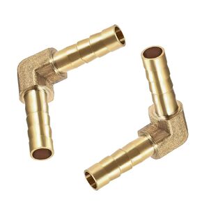 Create idea 2Pcs 8mm Barb Brass Hose Fitting 90 Degree Elbow Fuel Hose Joiner Pipe Connector Adapter 5/16Inch Gold for Air Water Fuel Oil
