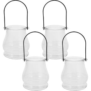 4pcs Home Decorative Candlesticks Lantern Hanging Planters Holder Fish Tank Decorations Fish Decorations for Tank Vintage Vases House Plants Hanging Candle Holders Stainless Steel