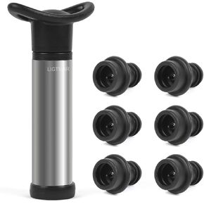 Wine Saver Pump with 6 Vacuum Wine Stoppers, Wine Bottle Preserver Keep Wine Fresh, Food Grade Silicone Wine Corks Fit Any Wine Bottles