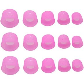 15Pcs Pink Silicone Finger Protectors 6 Sizes Finger Sleeves Anti-Slip Finger Tips Anti-scalding Finger Cots