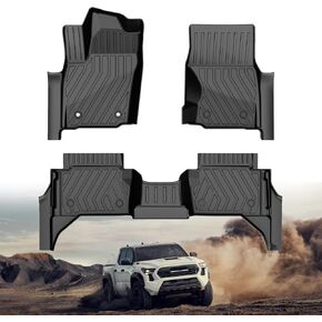 TTX LIGHTING 2023 2022 Toyota Tundra Truck Bed Mat (تناسب فقط CrewMax مع سرير 5.5 قدم) - بطانة سرير صندوق السيارة للحماية من جميع الأحوال الجوية ومضادة للانزلاق - حصيرة شحن متينة بتقنية النمذجة ثلاثية الأبعاد مادة TPO