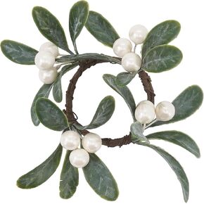 "SARO LIFESTYLE Collection Mistletoe Napkin Rings (Set of 4), Diameter: 1.5"", Green" (NR458.G)