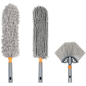 eazer Dusting Attachments 3-Piece kit for eazer Extension Pole or by Hand, Including Microfiber Feather Duster, Chenille Cleaning Duster, Triangle Duster, for Dust Cleaning (Pole Sold Separately)