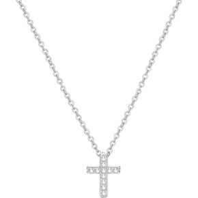 JSGEMSLEE 14K Gold Plated Cross Necklace for Women Silver Gold Cubic Zirconia Cross Pendant Necklace for Women Girls Dainty Cross Chain Necklace Jewelry Gifts for Women
