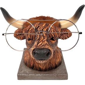 Highland Cow Eyeglasses Holder - Whimsical Resin Eyeglasses Holder Stand for Nightstand & Office, Functional Eyeglasses Holder Stands for Home and Office Décor