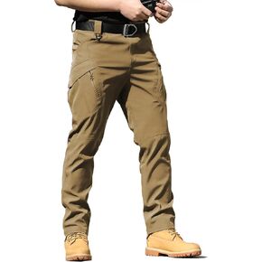 YAXHWIV Men's Hiking Cargo Pants Water Resistant Lightweight Tactical Outdoor Work Pants with Pockets(No Belt)