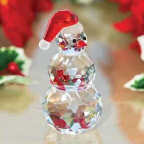 Crystal Hearts Snowman - 5-1/4" - Winter and Christmas Decoration - Snowman Gift - Crystal Collectible - Home Decor Figurine