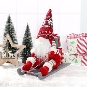 GMOEGEFT Sled Christmas Gnome Plush, Handmade Swedish Santa Gnome Tomte with Sleigh, Scandinavian Elf Nisse Christmas Decoration