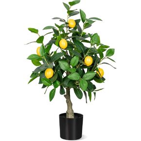 Artificial Lemon Tree, 4FT Faux Lemon Tree in Pot,Small Fake Lemon Fruit Plant for Indoor Home Decor Office Living Room (4ft)