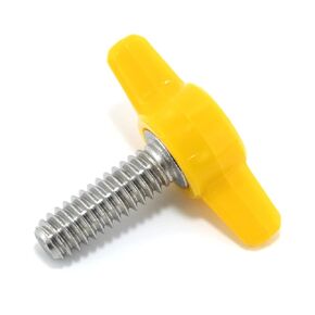 1/4"-20 x 3/4" Thumb Screw Stainless Steel - Yellow Tee Wing Plastic Knob - Standard/Coarse Thread Thumbscrew - Length: 0.750" - Proudly Built in USA - Package of (4)