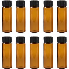 10 Pcs Brown Glass Bottles Empty Sample Vials with Screw Caps Essential Oil Bottles Reagent Media Bottle Containers 5ml