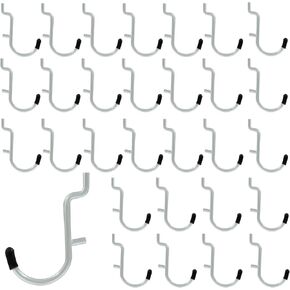 100Pcs Metal Pegboard J Hooks, 1/4" Pegboard Wall Display Assortment Peg Board Storage Hangers Accessories for Hanging Tools Jewelry Necklaces Keys
