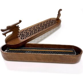 Dragon Incense Sticks Holder Burner,Dragon Boat Incense Holder Box,Wooden Incense Holder for Sticks,Incense Ash Catcher, Hand Carved Ornaments,Cool Room Decor