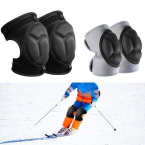 2 Pairs Ski Protective Knee Pads Elbow Pads,Thickened Ski Knee Pads Elbow Pads Set for Kid & Adult,Non-Slip Ski Skating Protective Gear for Skiing Snowboarding Outdoor Sport Protection