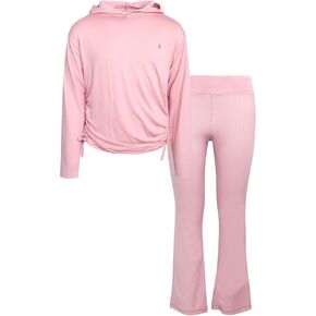 RBX Girls’ Activewear Set - 2 Piece Pullover Hoodie or Quarter Zip Long SleeveTop and Flare Leggings for Girls (7-12)