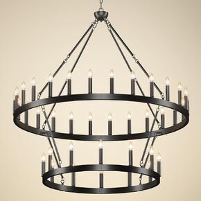 HHR 2 Tier Wagon Wheel Chandelier 36-Light 48 Inch, Extra Large Black Round Rustic Candle Farmhouse Pendant Light Fixture for High Ceilings, Dining Room Living Room Kitchen Island Foyer Entryway