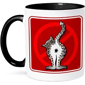 3dRose cat Butt 1 red Sign-Two Tone Black Mug, 11-Ounce, Multicolored