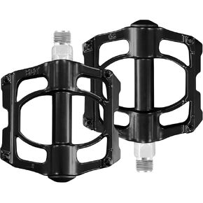 Mountain Bike Pedals, 9/16 Bicycle MTB Road Bike BMX Metal Pedals Adult Aluminum Alloy 4 Bearings Molybdenum Steel Spindle Pedal for Road BMX MTB Adult Bicycles