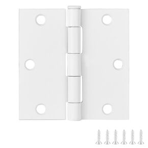 6-Pack Painted White Interior Door Hinges – 3.5-inch x 3.5-inch – Square Corner Radius Steel Door Hinge – Fits Standard Doors – Design House 185892