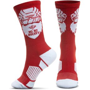 ChalkTalkSPORTS Hockey Athletic Woven Mid-Calf Socks | Ho Ho Hockey Socks | Red
