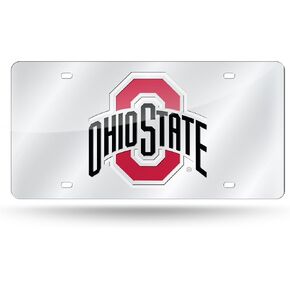 Rico Industries Ohio State Buckeyes Laser Cut Silver License Plate,12"x6"