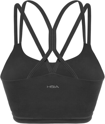 HSIA Women's Sports Bra, Yoga Tank Tops Workout Padded Medium Support Longline Strappy Crisscross Back in Kuwait