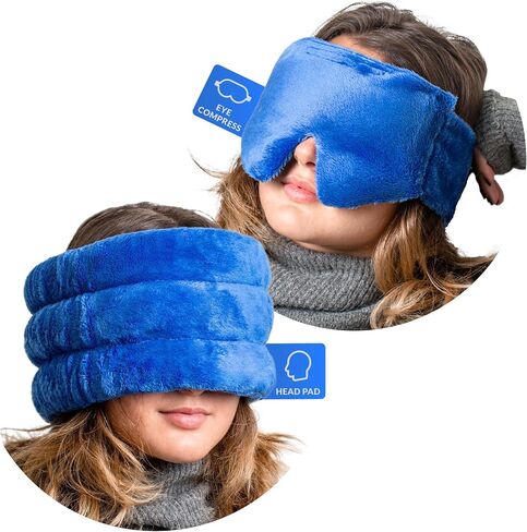 Microwavable Heated Eye Mask Dry Eyes & Migraine Relief Cap Pack- Perfect Pack for Migraine and Headache Relief, Migraine Relief Products for Sinus Pressure Relief, and Moist Heat for Dry Eyes - Blue in Saudi Arabia