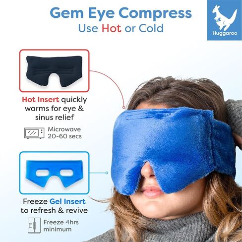 Microwavable Heated Eye Mask Dry Eyes & Migraine Relief Cap Pack- Perfect Pack for Migraine and Headache Relief, Migraine Relief Products for Sinus Pressure Relief, and Moist Heat for Dry Eyes - Blue in Saudi Arabia