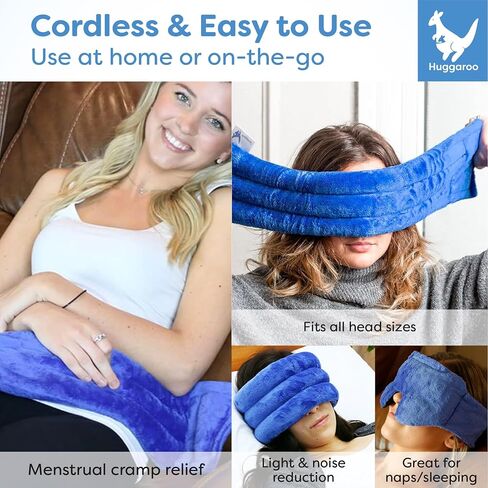 Microwavable Heated Eye Mask Dry Eyes & Migraine Relief Cap Pack- Perfect Pack for Migraine and Headache Relief, Migraine Relief Products for Sinus Pressure Relief, and Moist Heat for Dry Eyes - Blue in Saudi Arabia