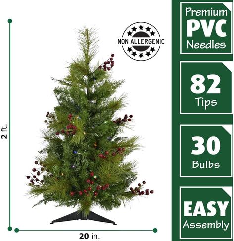 Fraser Hill Farm Set of 3 Prelit 18-in. Artificial Sidewalk Trees, Outdoor Battery Operated Fake Tree with Realistic Foliage & Warm White LED Lights in Saudi Arabia