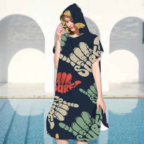 Oversized Surf Poncho Changing Robe - Quick-Drying Microfiber Towel with Hood & Pocket, Water-Resistant, Perfect for Beach, Pool, Surfing, & Outdoor Sports Adults Women Men in Saudi Arabia
