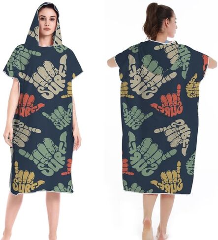Oversized Surf Poncho Changing Robe - Quick-Drying Microfiber Towel with Hood & Pocket, Water-Resistant, Perfect for Beach, Pool, Surfing, & Outdoor Sports Adults Women Men in Saudi Arabia