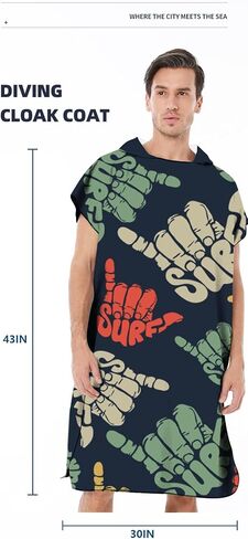 Oversized Surf Poncho Changing Robe - Quick-Drying Microfiber Towel with Hood & Pocket, Water-Resistant, Perfect for Beach, Pool, Surfing, & Outdoor Sports Adults Women Men in Saudi Arabia