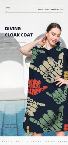 Oversized Surf Poncho Changing Robe - Quick-Drying Microfiber Towel with Hood & Pocket, Water-Resistant, Perfect for Beach, Pool, Surfing, & Outdoor Sports Adults Women Men in Saudi Arabia
