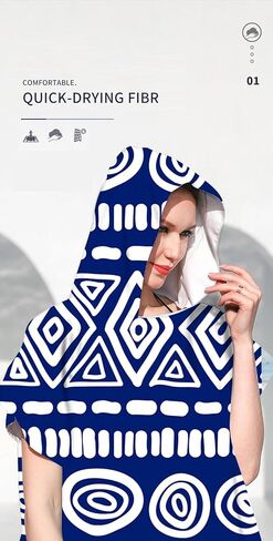 Oversized Surf Poncho Changing Robe - Quick-Drying Microfiber Towel with Hood & Pocket, Water-Resistant, Perfect for Beach, Pool, Surfing, & Outdoor Sports Adults Women Men in Saudi Arabia