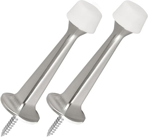 2 Pack Heavy Duty Rigid Door Stoppers Satin Nickel, Solid Door Stops Wall Protector with Soft Rubber Tips for Home and Office in Saudi Arabia