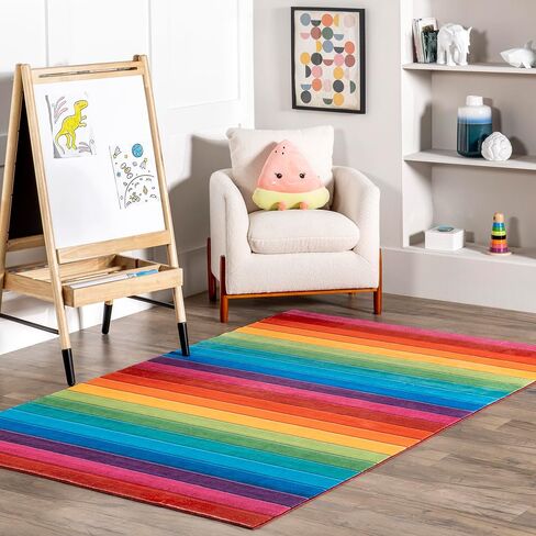 nuLOOM Henriette Rainbow Machine Washable Kids Area Rug, 4x6, Multi in Saudi Arabia